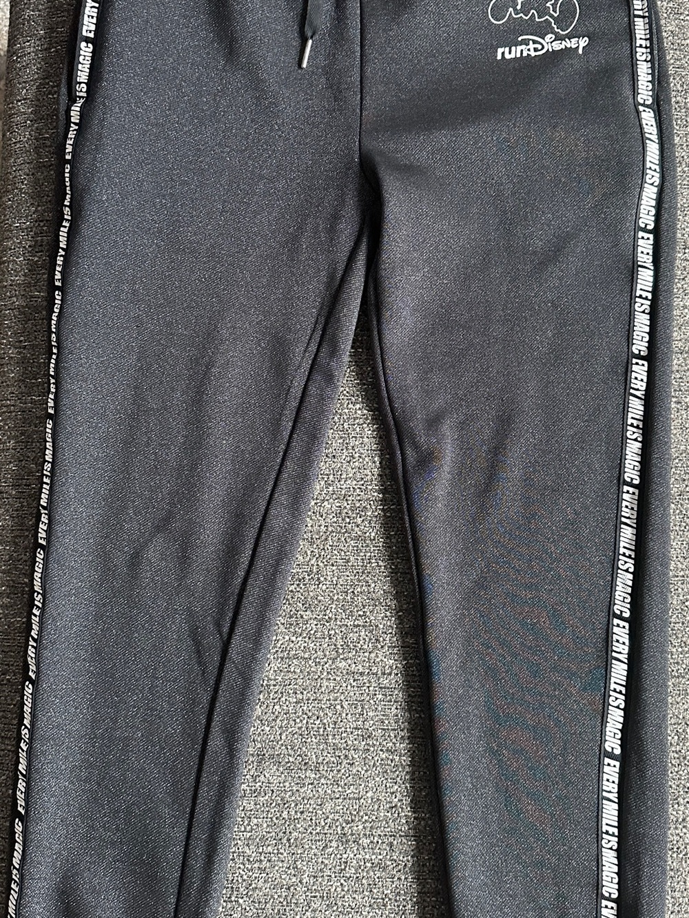 Disney Black Joggers with White Side Stripes and RunDisney Logo